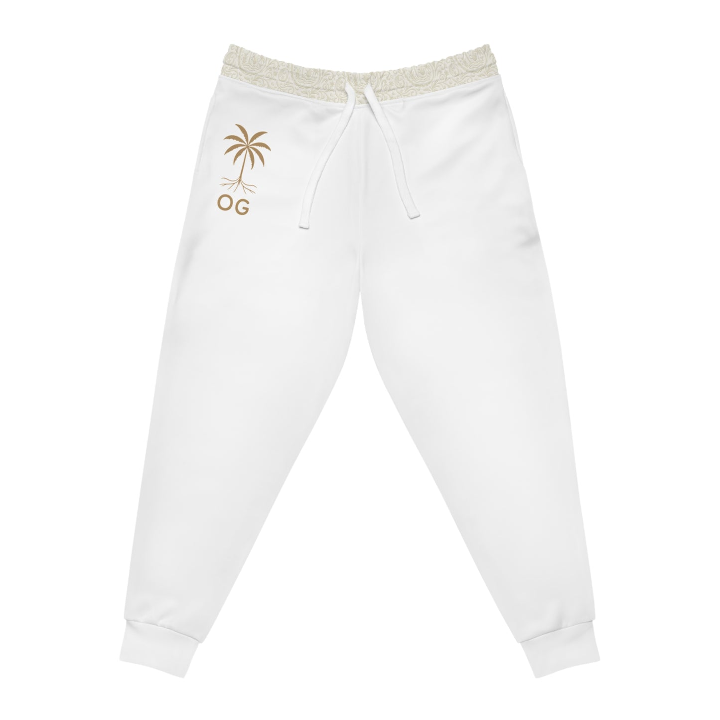 OG Palm Tree Athletic Joggers — Lightweight White Sweatpants