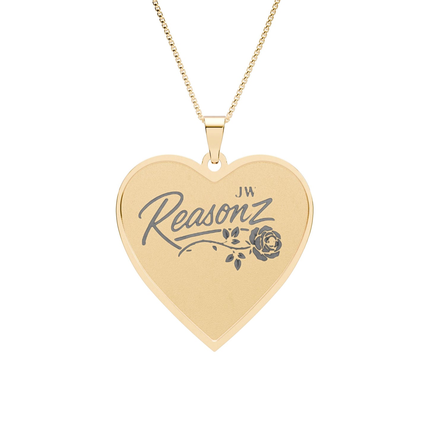 Heart Photo Pendant Necklace — Personalized 'Reasonz' Script Heart Locket (Silver or Gold)
