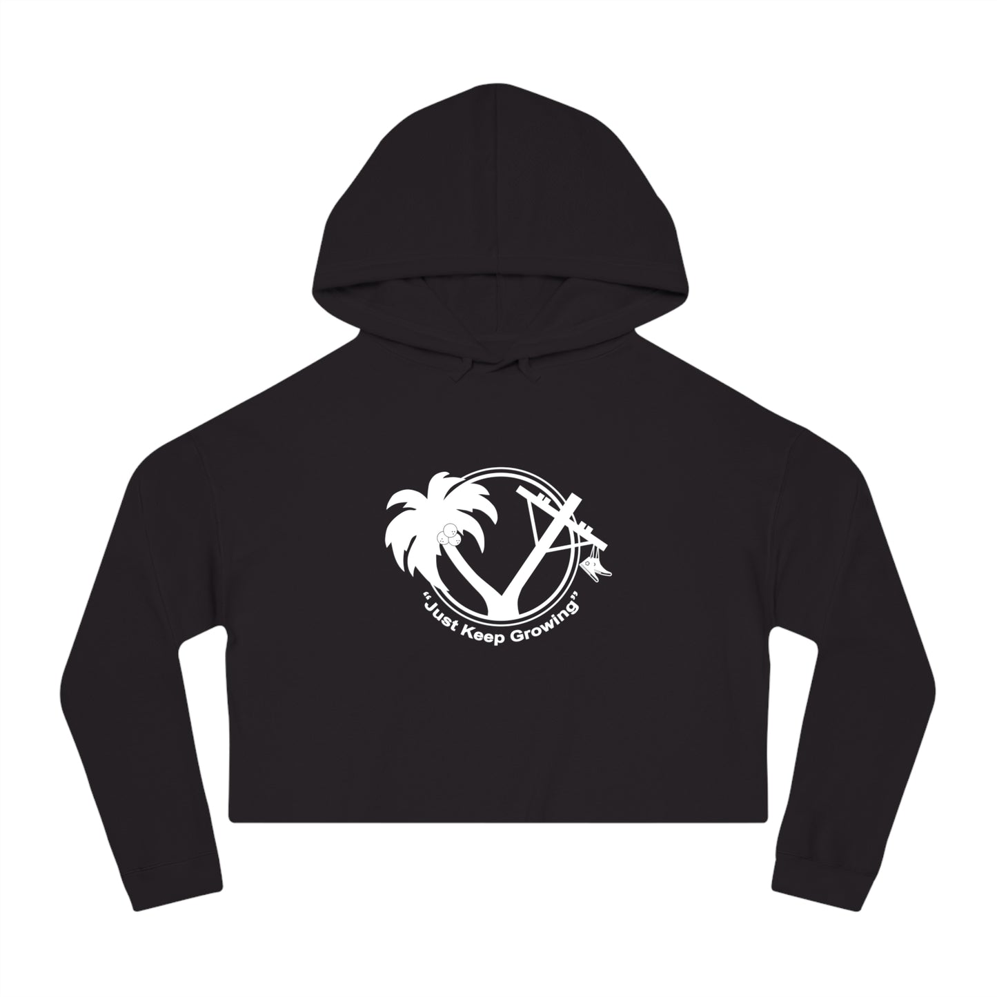 Women’s Cropped Hoodie - "Just Keep Growing" Tropical Design