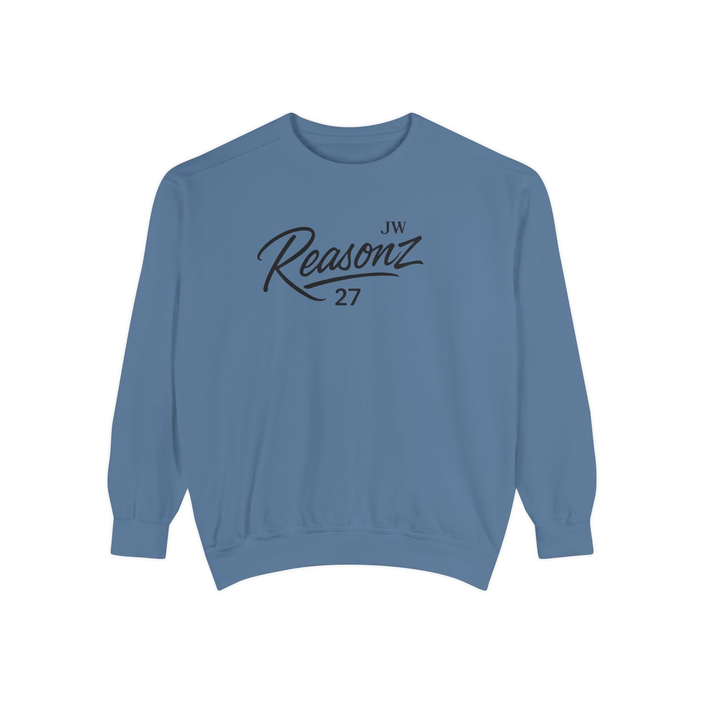 Sweatshirt — 'Reasonz' Script Logo Crewneck (Front Logo, Back "Give 'Em A Reasonz")
