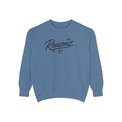 Sweatshirt — 'Reasonz' Script Logo Crewneck (Front Logo, Back "Give 'Em A Reasonz")