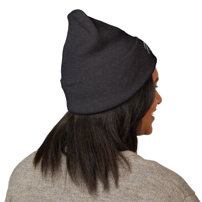 Embroidered "Rescue" Floral Cuffed Beanie - Yellow