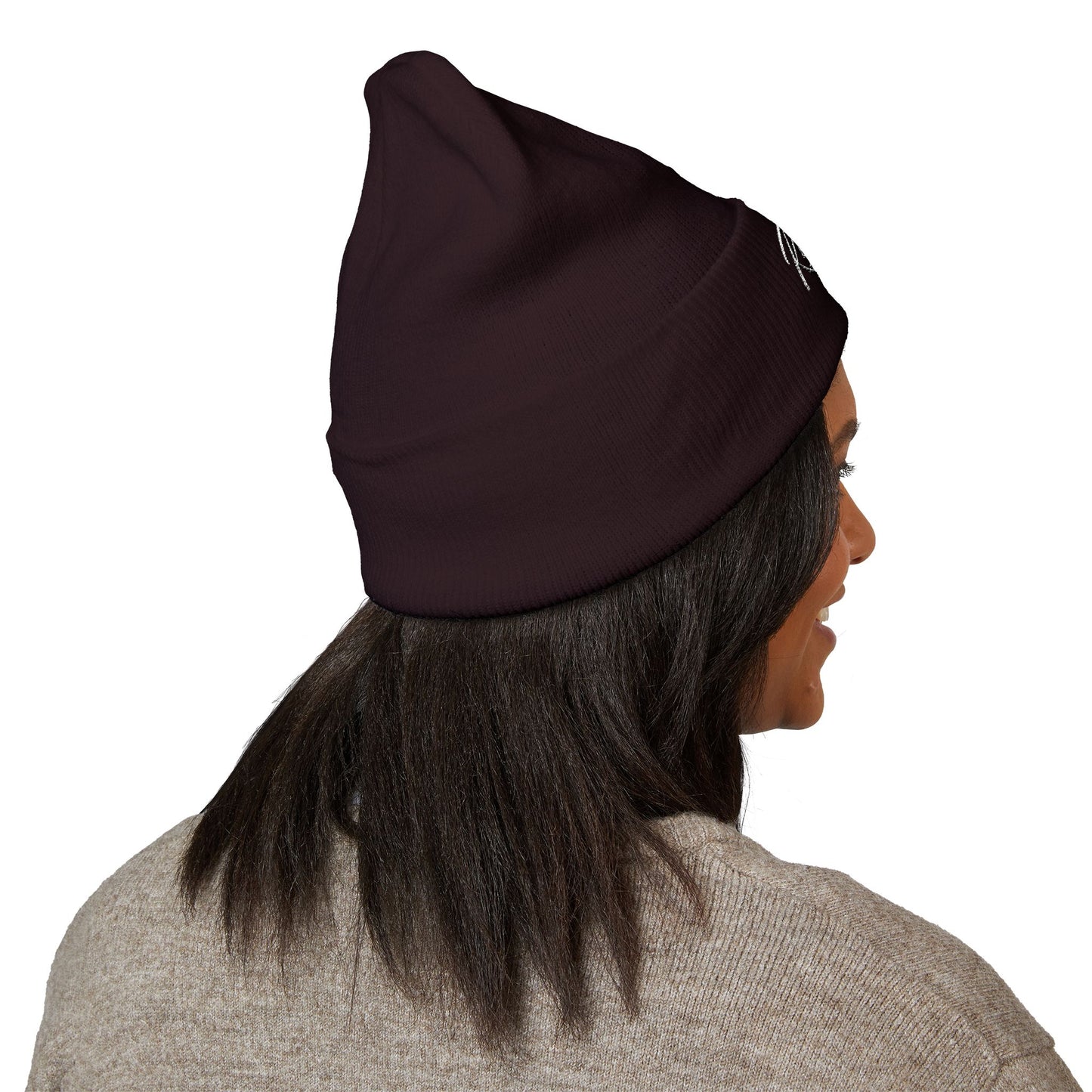 Embroidered "Rescue" Floral Cuffed Beanie - Yellow