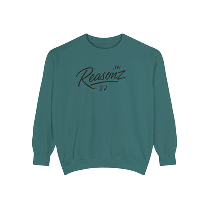 Sweatshirt — 'Reasonz' Script Logo Crewneck (Front Logo, Back "Give 'Em A Reasonz")