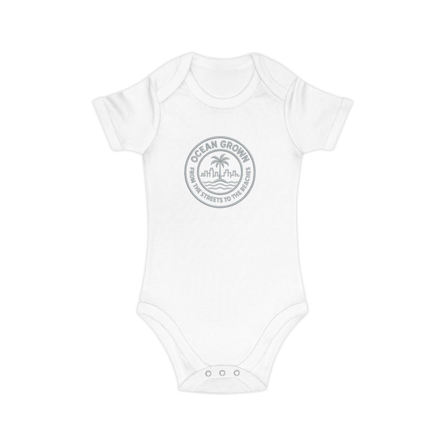 Baby Bodysuit — "Ocean Grown" Palm Logo Infant Onesie