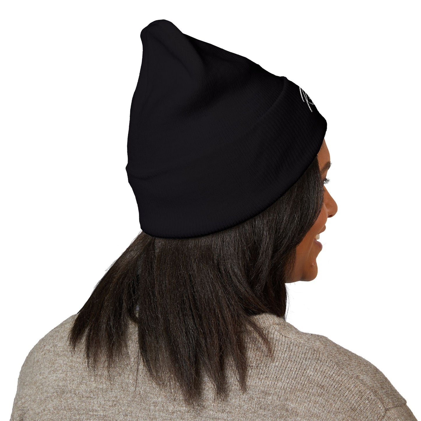 Embroidered "Rescue" Floral Cuffed Beanie - Yellow
