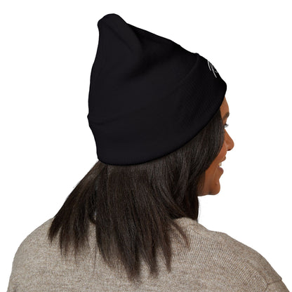 Embroidered "Rescue" Floral Cuffed Beanie - Yellow