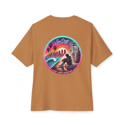 San Diego Just Keep Growing Graphic Tee, Unisex Oversized T-Shirt, Casual Summer Wear, Beach Vacation Top, Gift for Travel Lovers