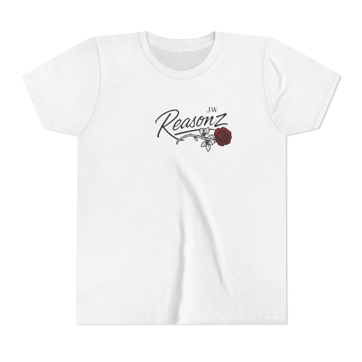 Youth Tee – "Reasonz" Script Floral Logo Kids Shirt