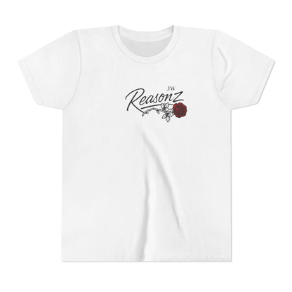 Youth Tee – "Reasonz" Script Floral Logo Kids Shirt