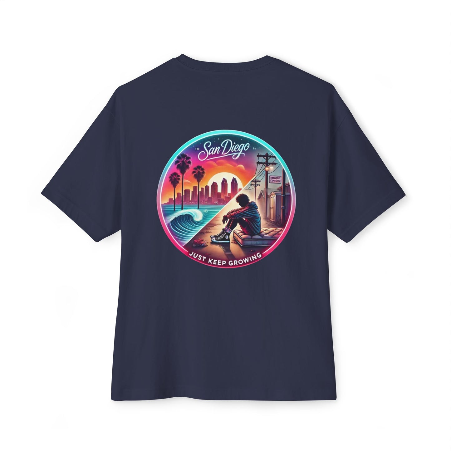 San Diego Just Keep Growing Graphic Tee, Unisex Oversized T-Shirt, Casual Summer Wear, Beach Vacation Top, Gift for Travel Lovers