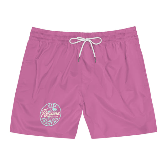 Men's Mid-Length Swim Shorts — Rust Orange 'To Keep Growing' Beach Trunks