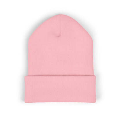 Embroidered "Rescue" Floral Cuffed Beanie - Yellow