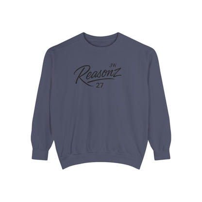 Sweatshirt — 'Reasonz' Script Logo Crewneck (Front Logo, Back "Give 'Em A Reasonz")