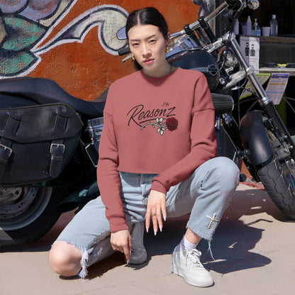 Reasonz Floral Cropped Sweatshirt — Women's Casual Vintage-Inspired Pullover