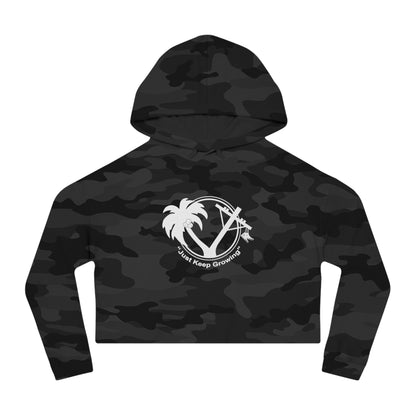 Women’s Cropped Hoodie - "Just Keep Growing" Tropical Design