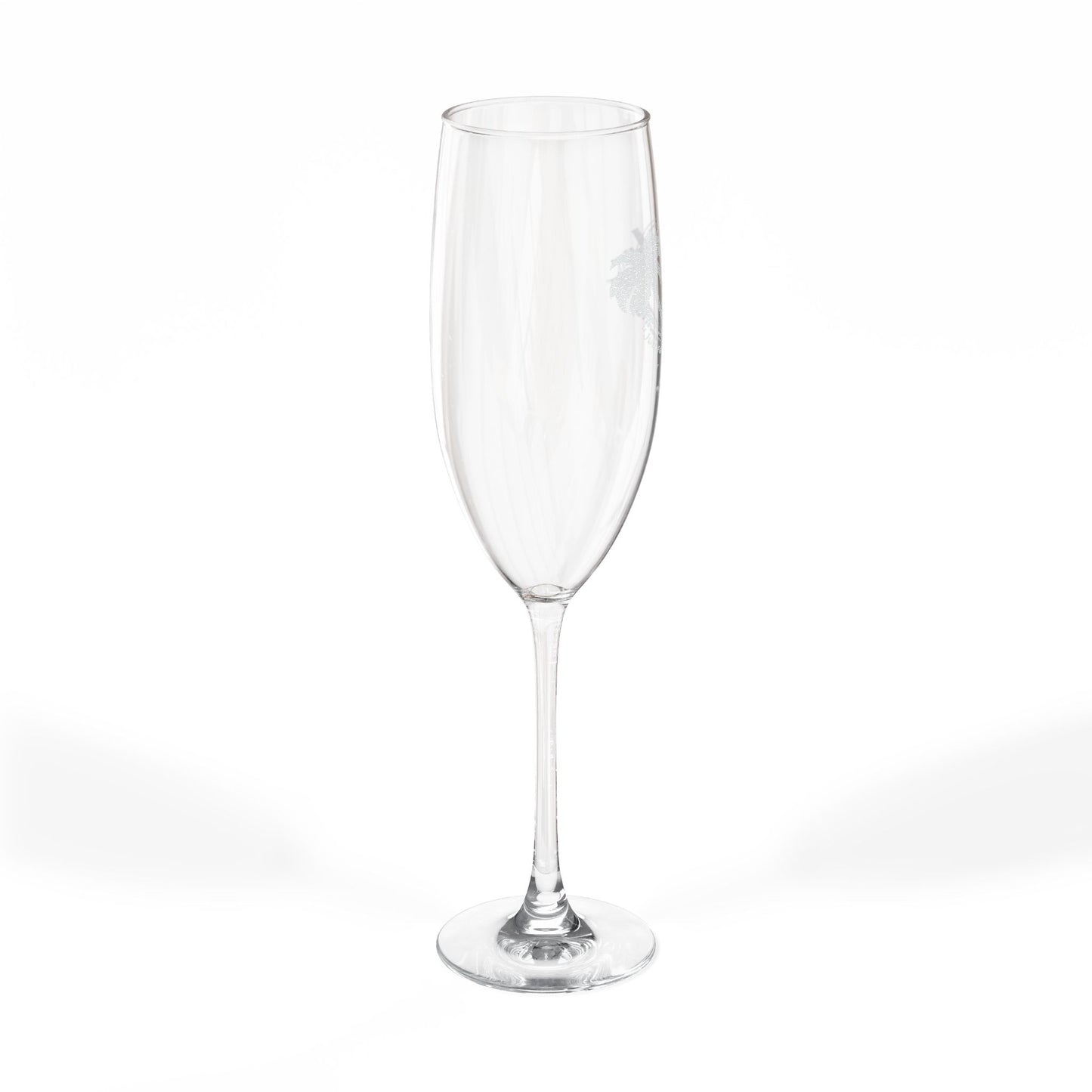 Engraved 8oz Champagne Flute — Tropical Palm Vows Design