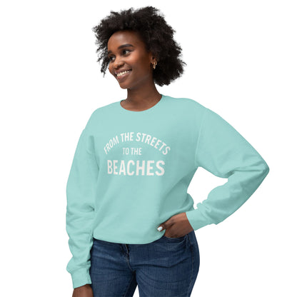 Cozy Beaches Sweatshirt, Unisex Sweater, Lightweight Crewneck, Summer Gift, Beach Lover Apparel