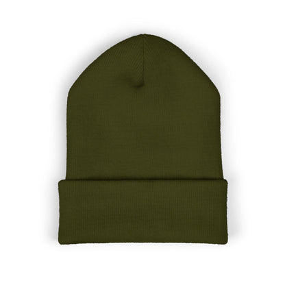 Embroidered "Rescue" Floral Cuffed Beanie - Yellow