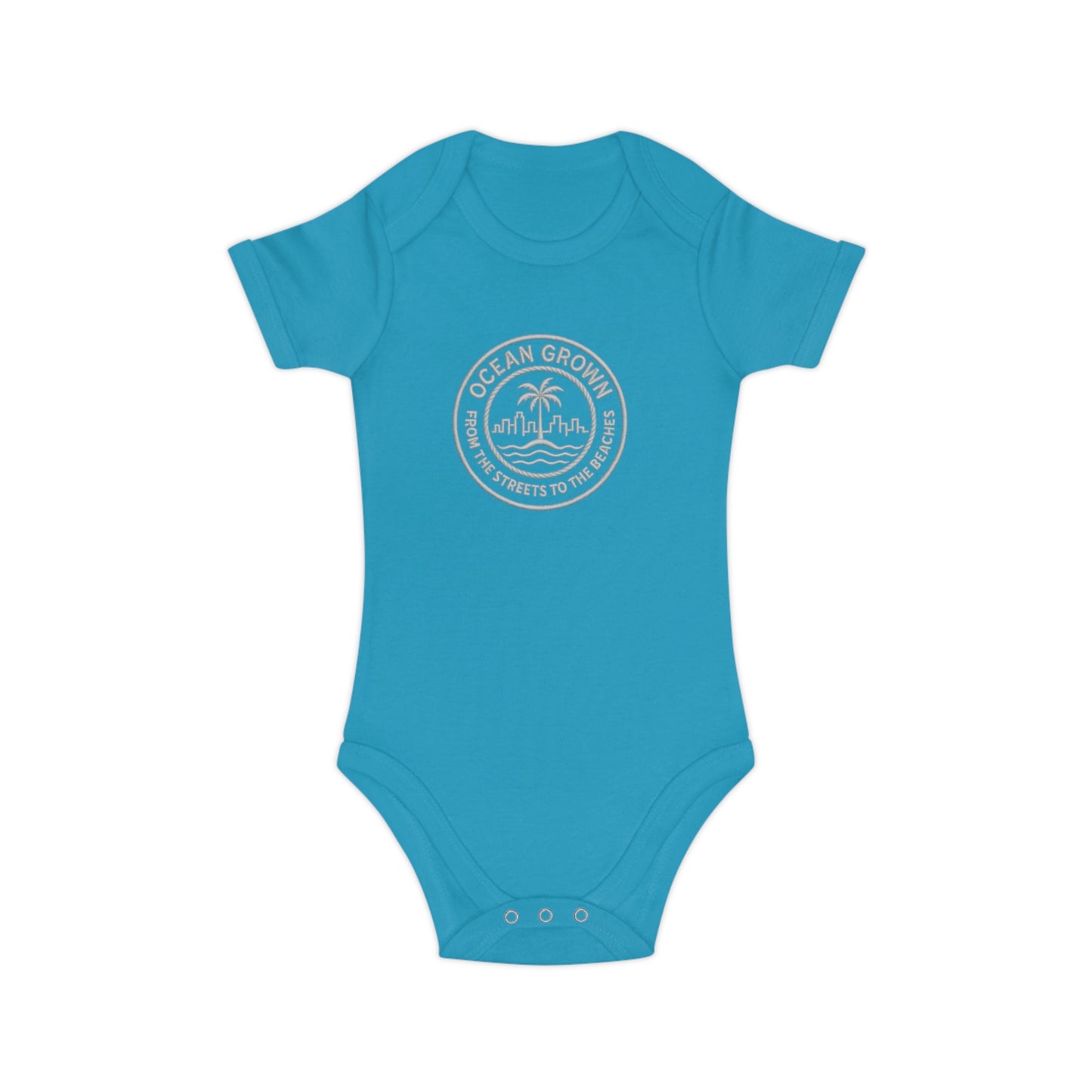 Baby Bodysuit — "Ocean Grown" Palm Logo Infant Onesie