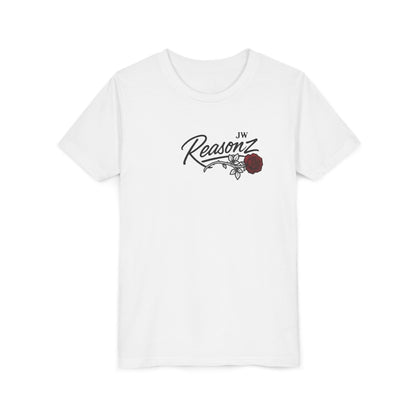 Youth Tee – "Reasonz" Script Floral Logo Kids Shirt