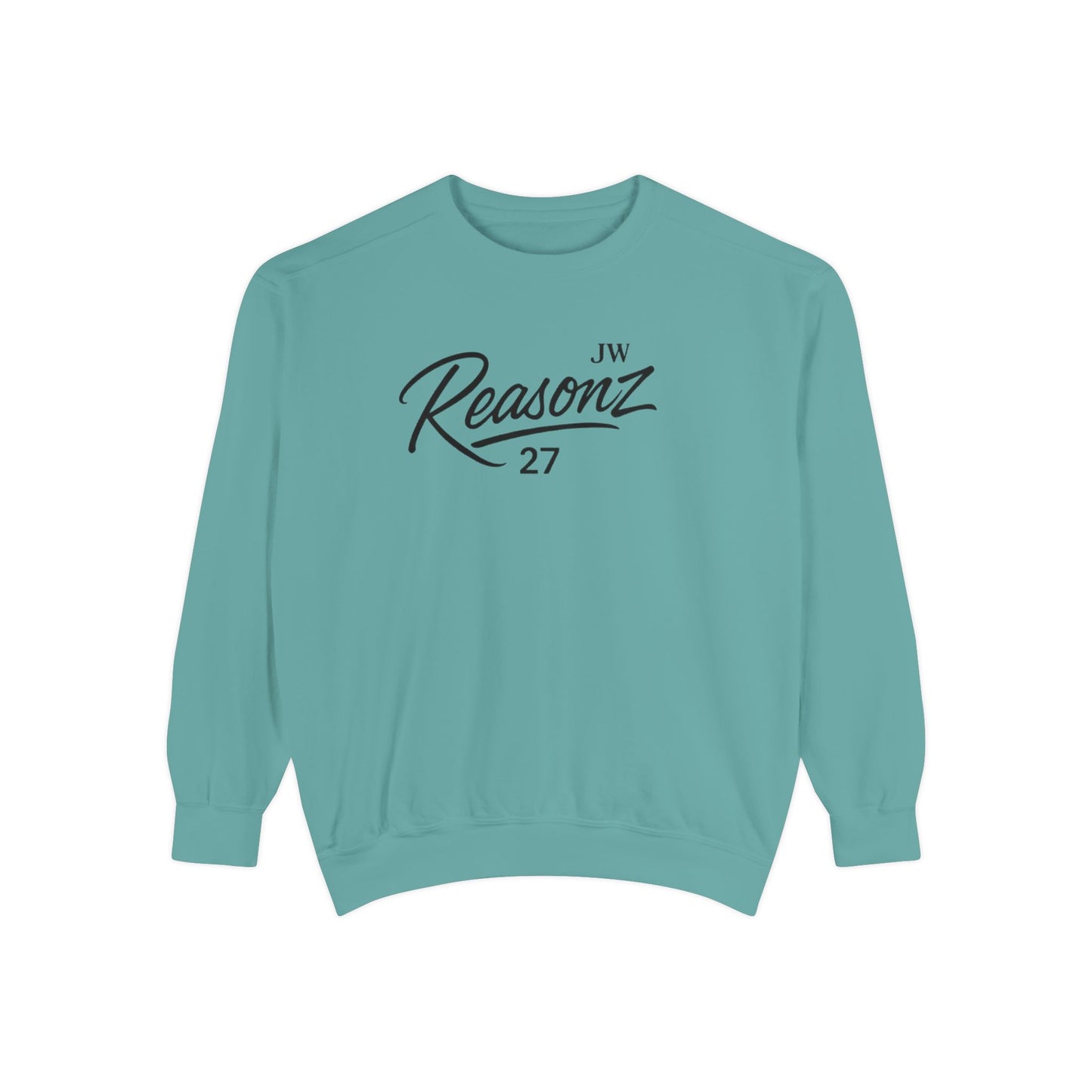 Sweatshirt — 'Reasonz' Script Logo Crewneck (Front Logo, Back "Give 'Em A Reasonz")