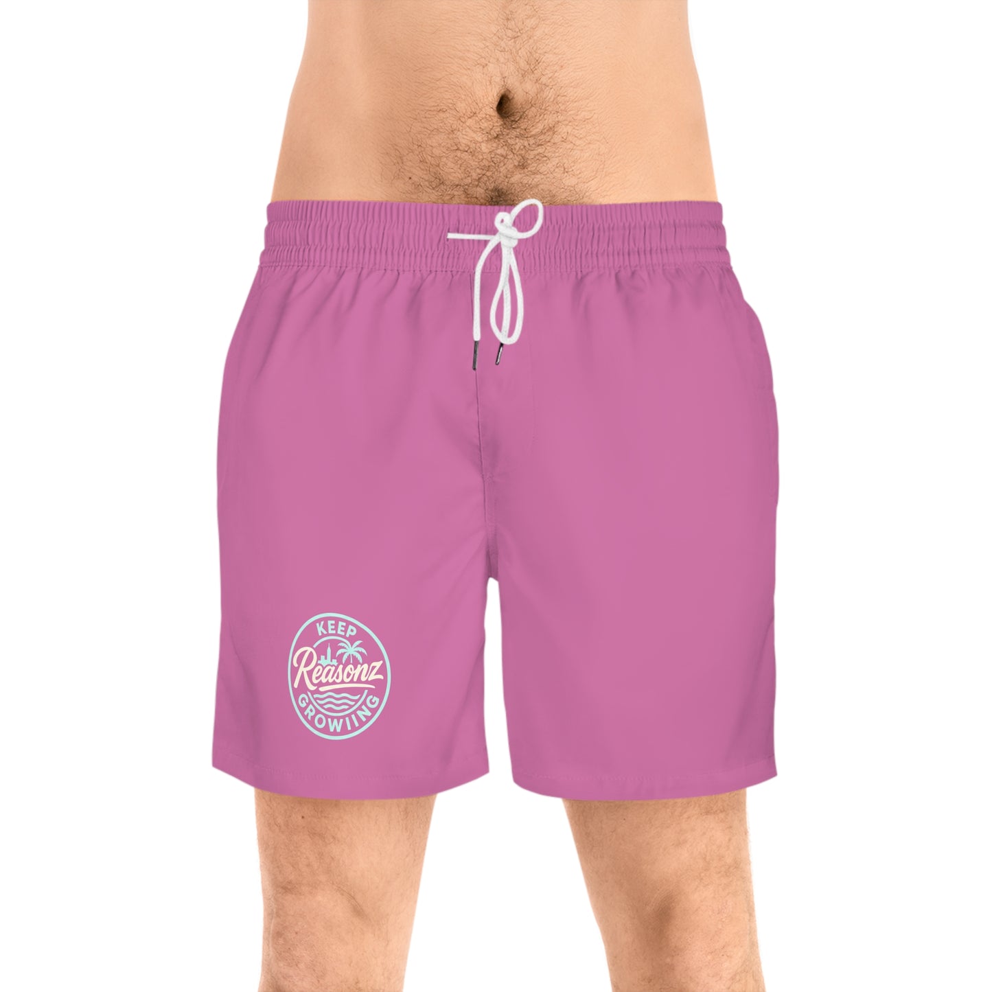 Men's Mid-Length Swim Shorts — Rust Orange 'To Keep Growing' Beach Trunks