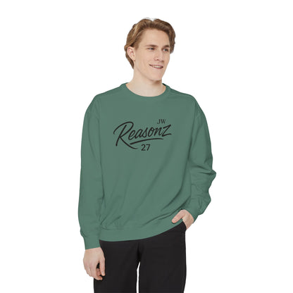 Sweatshirt — 'Reasonz' Script Logo Crewneck (Front Logo, Back "Give 'Em A Reasonz")