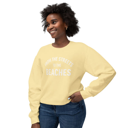 Cozy Beaches Sweatshirt, Unisex Sweater, Lightweight Crewneck, Summer Gift, Beach Lover Apparel