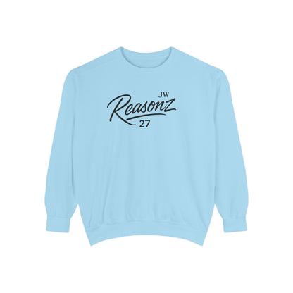 Sweatshirt — 'Reasonz' Script Logo Crewneck (Front Logo, Back "Give 'Em A Reasonz")