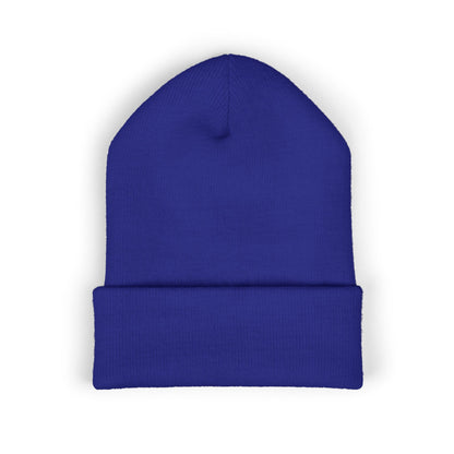 Embroidered "Rescue" Floral Cuffed Beanie - Yellow