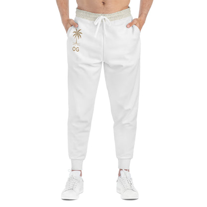 OG Palm Tree Athletic Joggers — Lightweight White Sweatpants