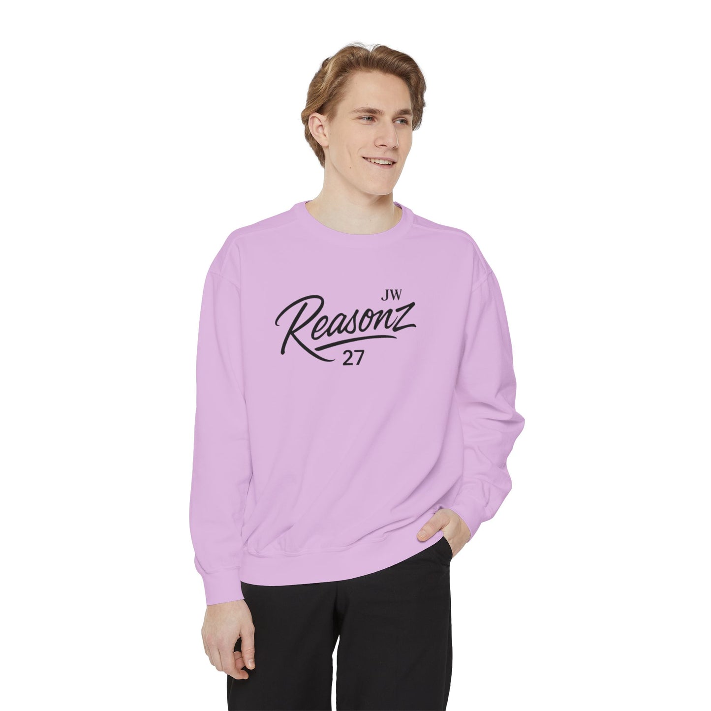 Sweatshirt — 'Reasonz' Script Logo Crewneck (Front Logo, Back "Give 'Em A Reasonz")