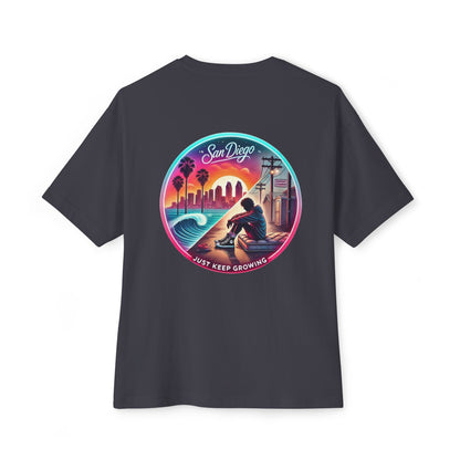 San Diego Just Keep Growing Graphic Tee, Unisex Oversized T-Shirt, Casual Summer Wear, Beach Vacation Top, Gift for Travel Lovers