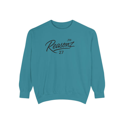 Sweatshirt — 'Reasonz' Script Logo Crewneck (Front Logo, Back "Give 'Em A Reasonz")