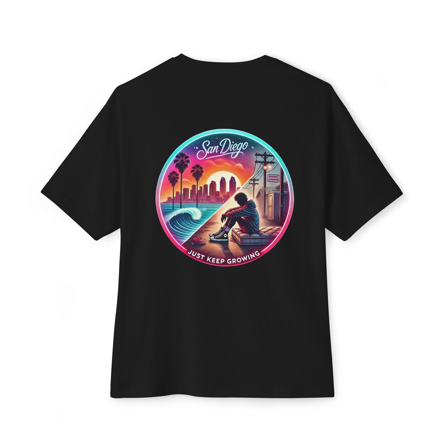 San Diego Just Keep Growing Graphic Tee, Unisex Oversized T-Shirt, Casual Summer Wear, Beach Vacation Top, Gift for Travel Lovers
