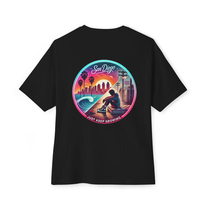 San Diego Just Keep Growing Graphic Tee, Unisex Oversized T-Shirt, Casual Summer Wear, Beach Vacation Top, Gift for Travel Lovers