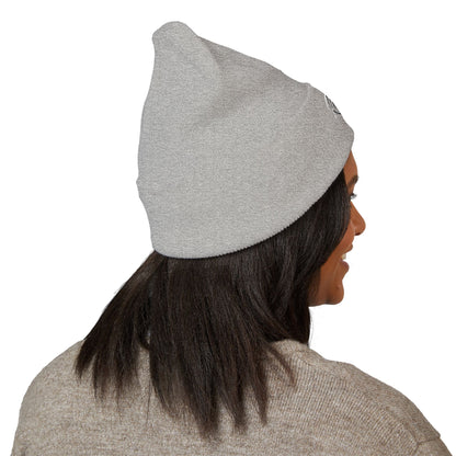 Embroidered "Rescue" Floral Cuffed Beanie - Yellow