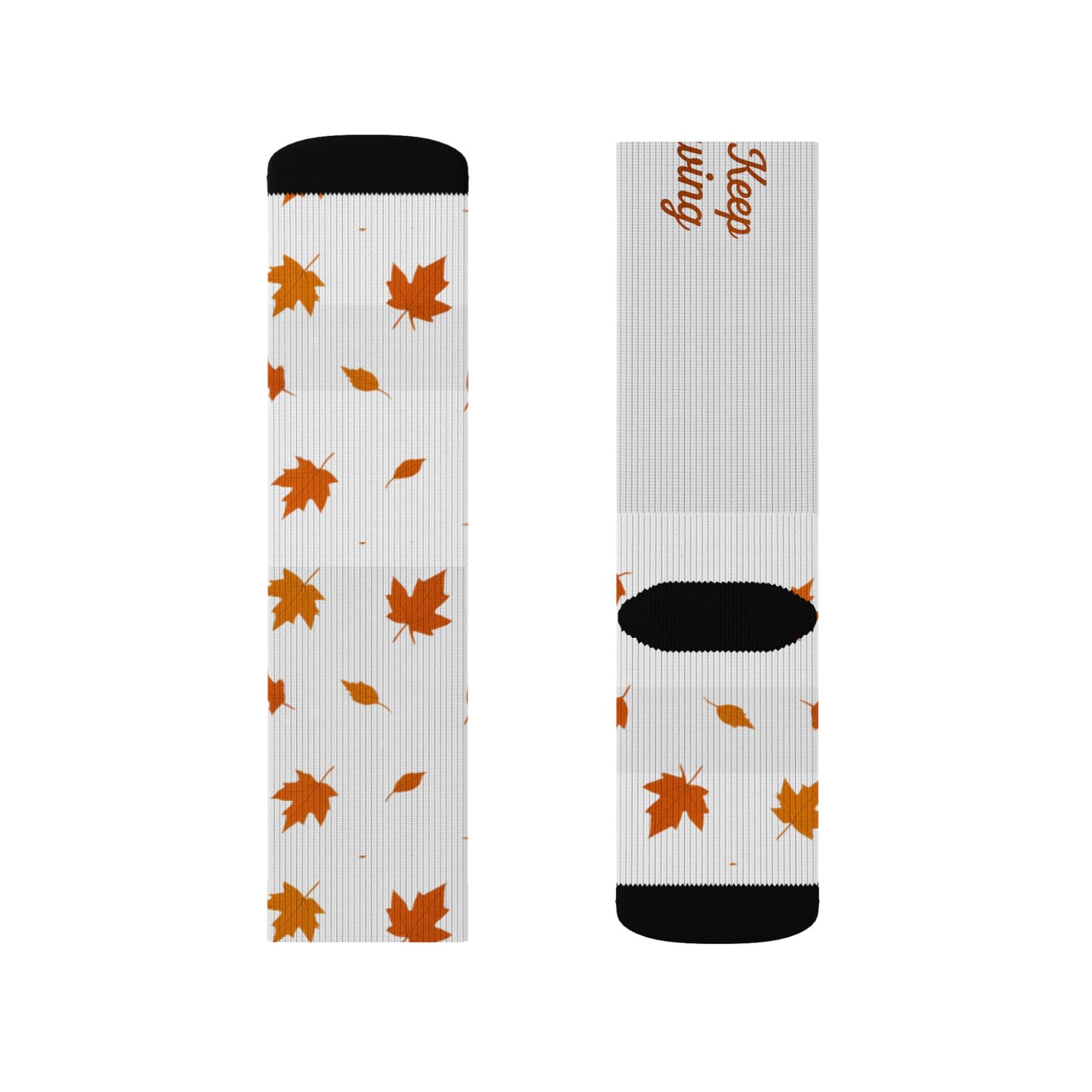 Autumn Leaves Sublimation Socks — 'Just Keep Growing' Fall Crew Socks