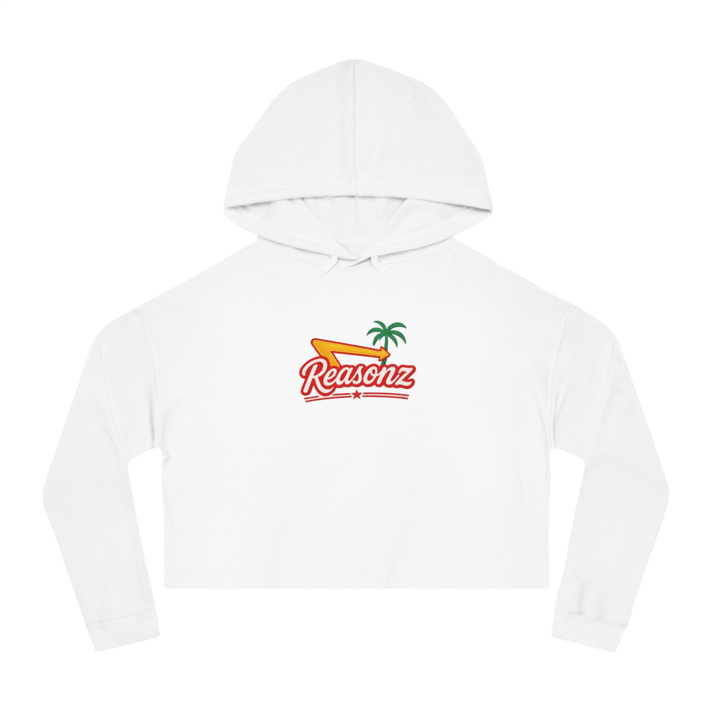 Cropped Hoodie — 'Reasonz' Surf Palm Logo Women's Cropped Hooded Sweatshirt