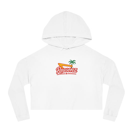 Cropped Hoodie — 'Reasonz' Surf Palm Logo Women's Cropped Hooded Sweatshirt