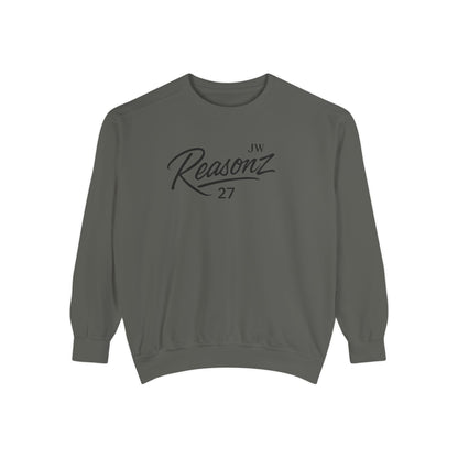 Sweatshirt — 'Reasonz' Script Logo Crewneck (Front Logo, Back "Give 'Em A Reasonz")