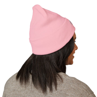 Embroidered "Rescue" Floral Cuffed Beanie - Yellow