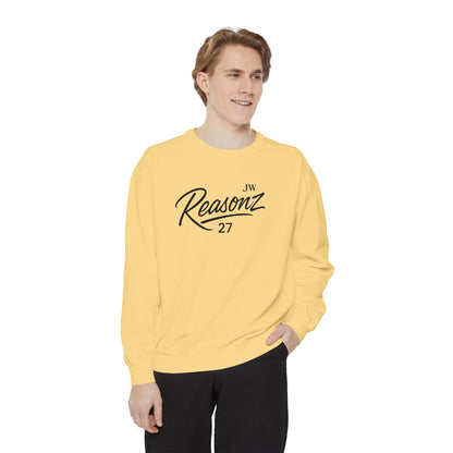 Sweatshirt — 'Reasonz' Script Logo Crewneck (Front Logo, Back "Give 'Em A Reasonz")
