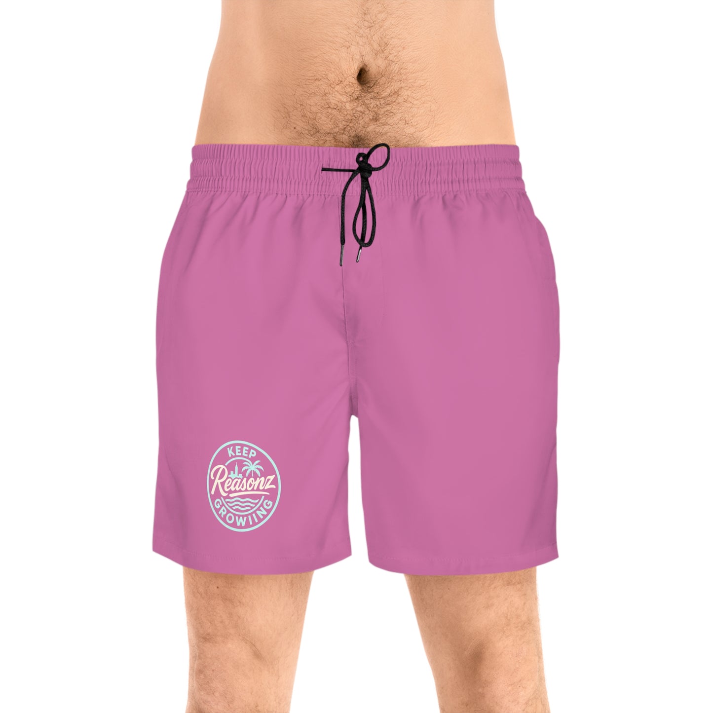 Men's Mid-Length Swim Shorts — Rust Orange 'To Keep Growing' Beach Trunks