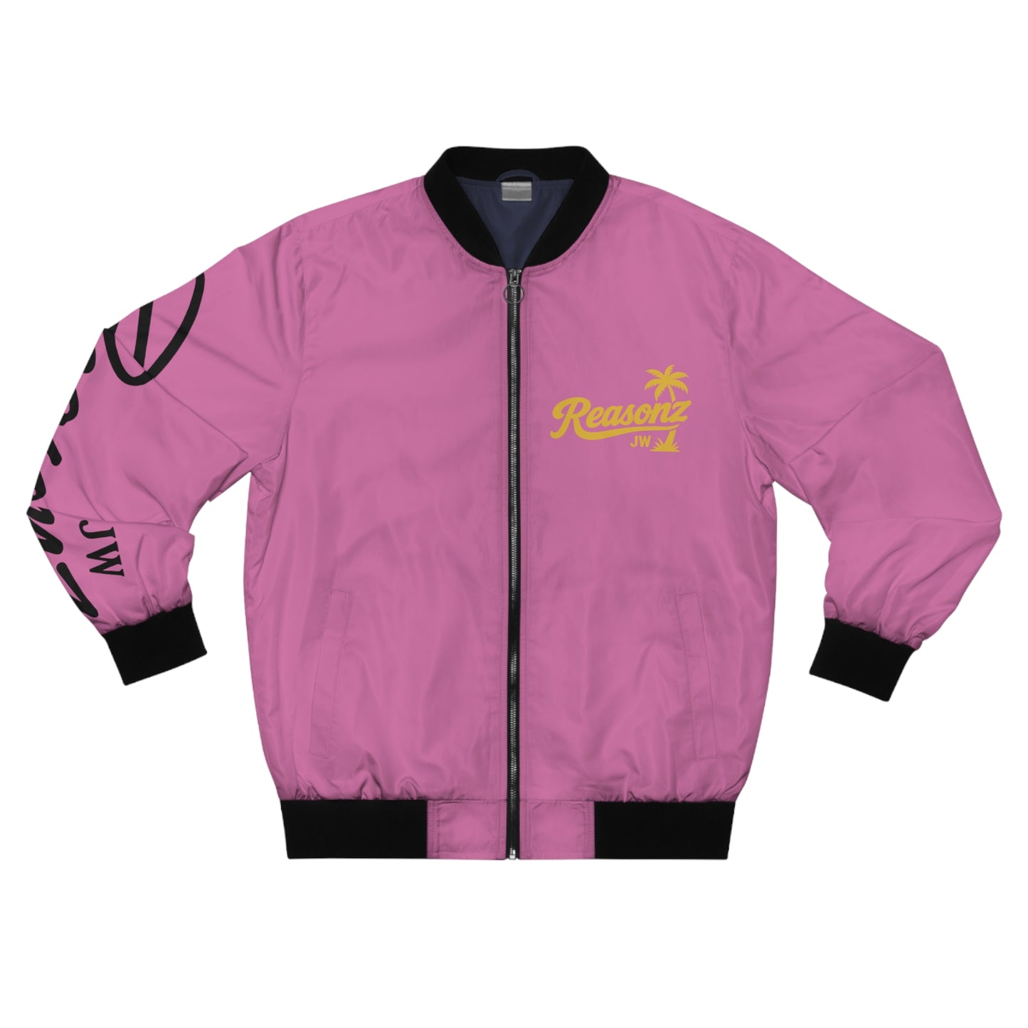Sky Blue Bomber Jacket – Script Sleeve Men's AOP Jacket