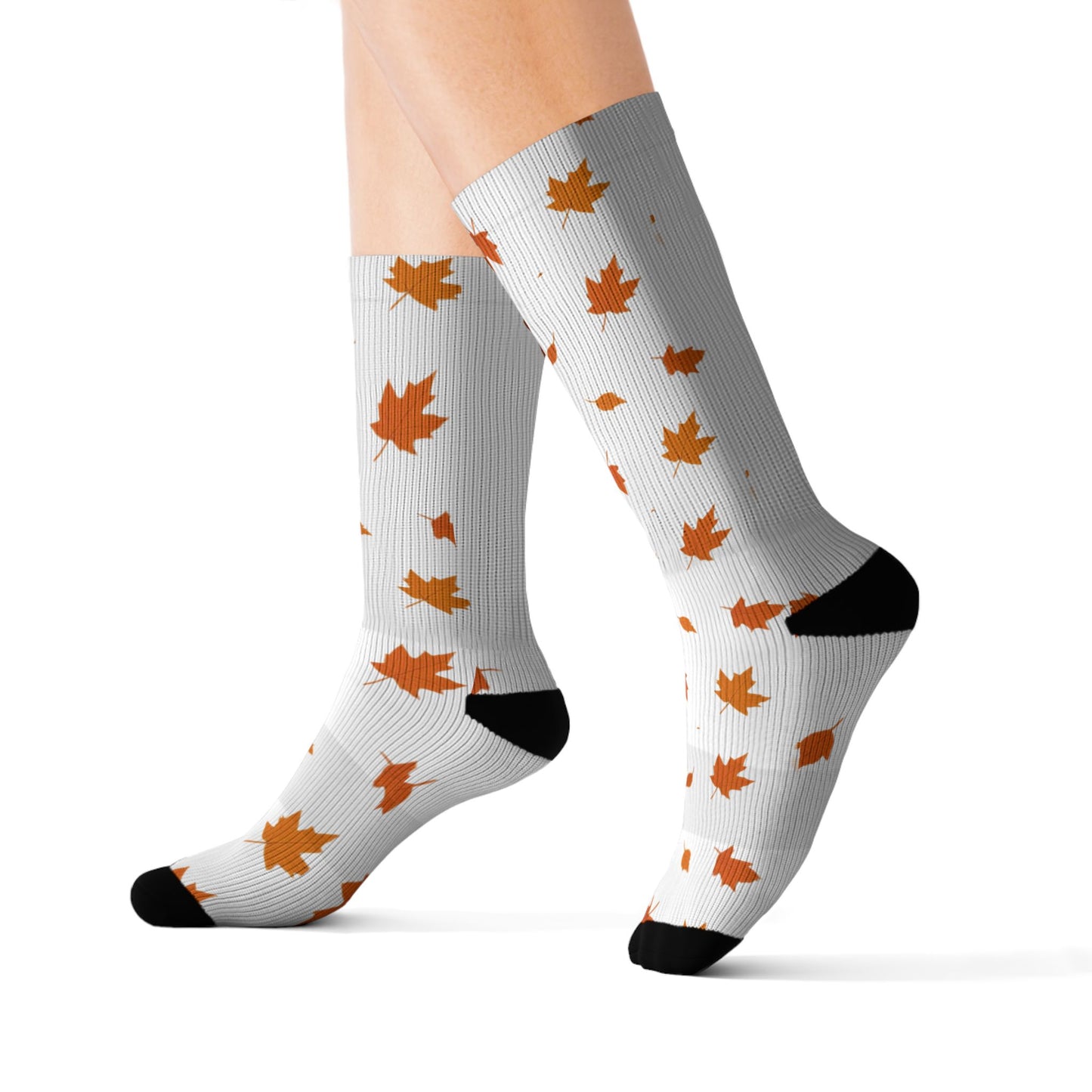 Autumn Leaves Sublimation Socks — 'Just Keep Growing' Fall Crew Socks