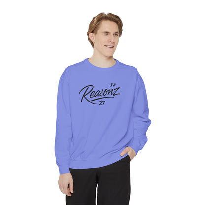Sweatshirt — 'Reasonz' Script Logo Crewneck (Front Logo, Back "Give 'Em A Reasonz")