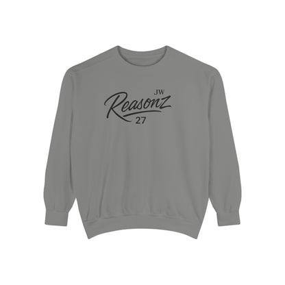 Sweatshirt — 'Reasonz' Script Logo Crewneck (Front Logo, Back "Give 'Em A Reasonz")