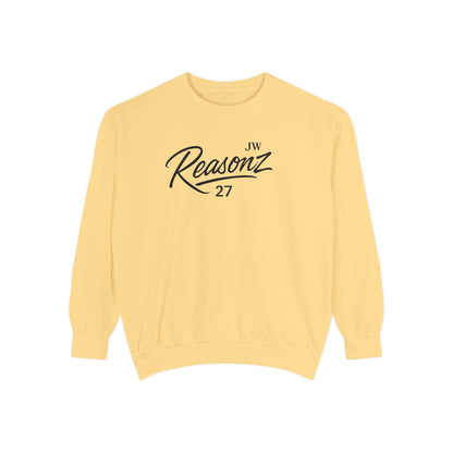 Sweatshirt — 'Reasonz' Script Logo Crewneck (Front Logo, Back "Give 'Em A Reasonz")